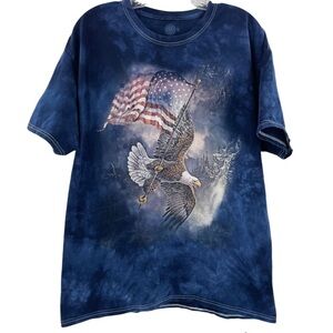 The Mountain XL Eagle American Flag Nature T-Shirt Navy